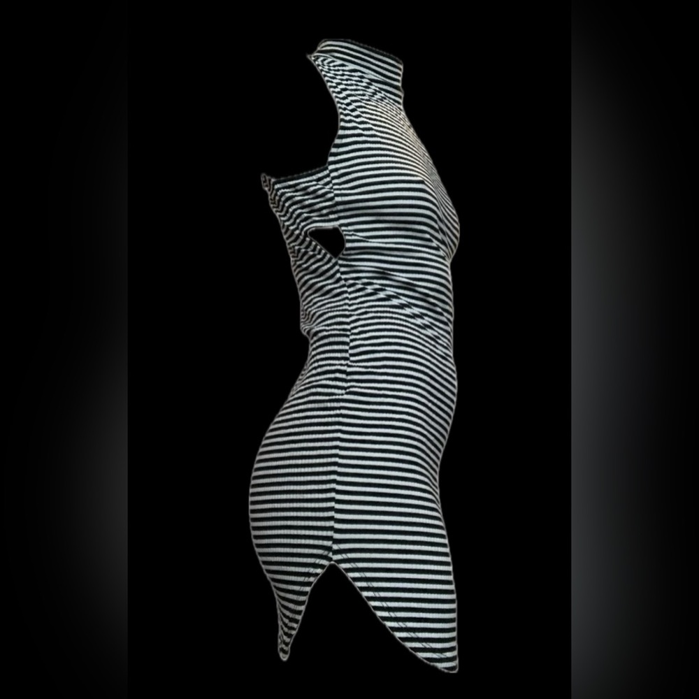 Papaya B&W Striped Dress, Soft Stretchy Black and White - Picture 9 of 10